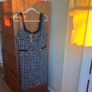Guess Black and White Tweed Mini Dress